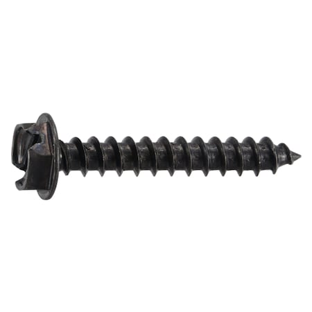 Midwest Fastener Sheet Metal Screw, #10 x 1-1/4 in, Black Oxide Steel Flange Hex Head Slotted Drive, 10 PK 39575